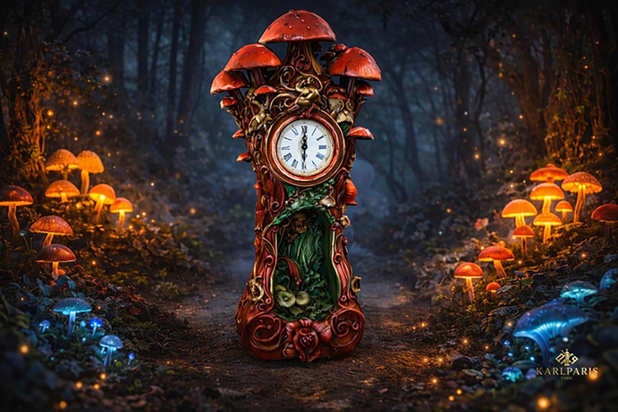 Fantasy Mushroom Wall Clock Enchanted Forest 1 Second Life