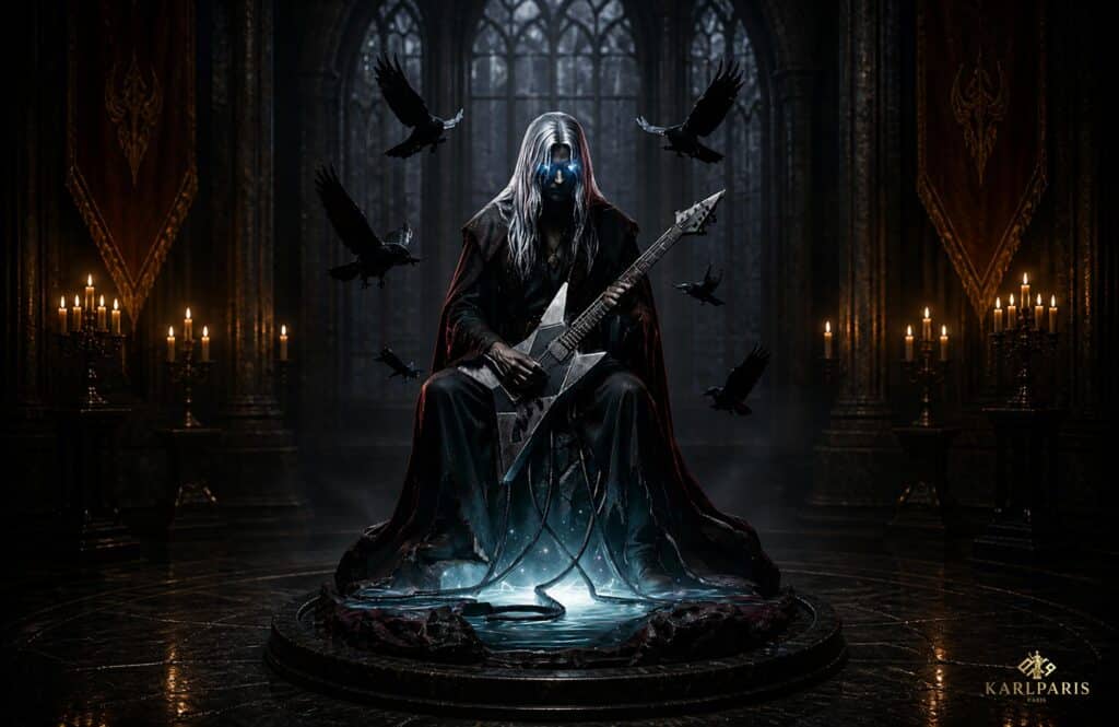 Dark Mystic Guitarist Sculpture Gothic Fantasy Rock Art Figure Second Life