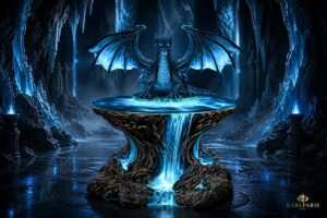 Ice Dragon Waterfall Fountain Fantasy Mythical Creature Decor Statue Second Life