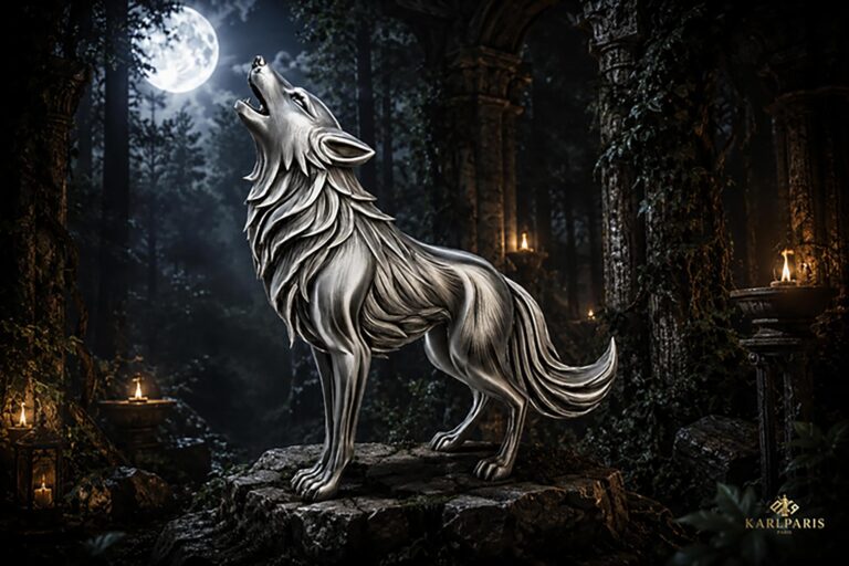 Silver Howling Wolf Mystical Spirit Animal Sculpture Second Life