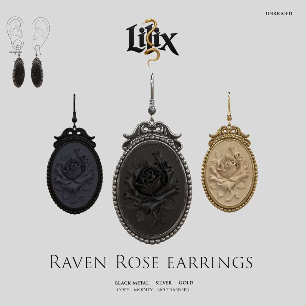 Lilix Vendor Ravel Rose Earrings Second Life