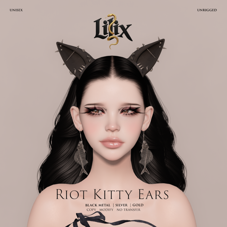 Lilix Vendor Riot Kitty Ears Black 3 Metals Second Life