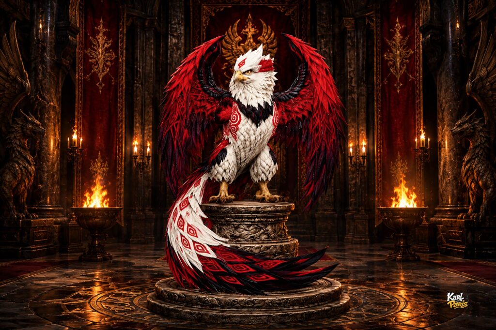 Crimson Guardian Griffin Statue Second Life