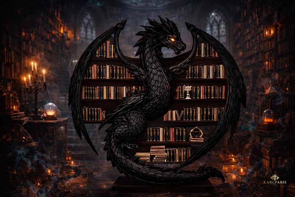 Dragon Bookshelf Sculpture (1) Second Life